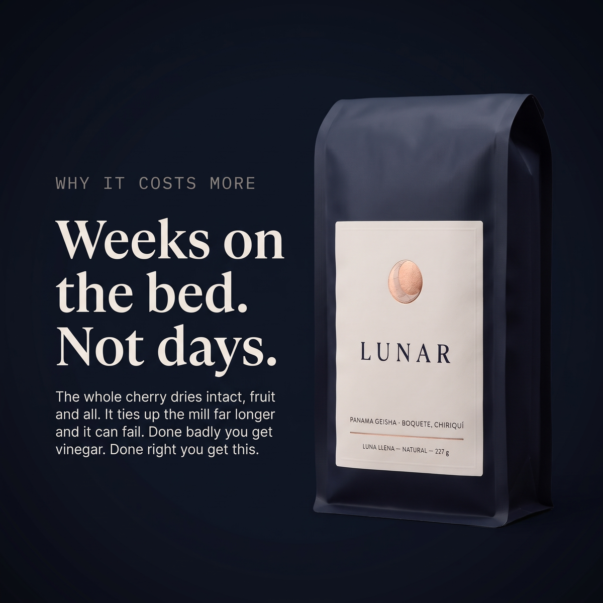 Luna Llena Panama Geisha Natural, Whole Bean 8 oz